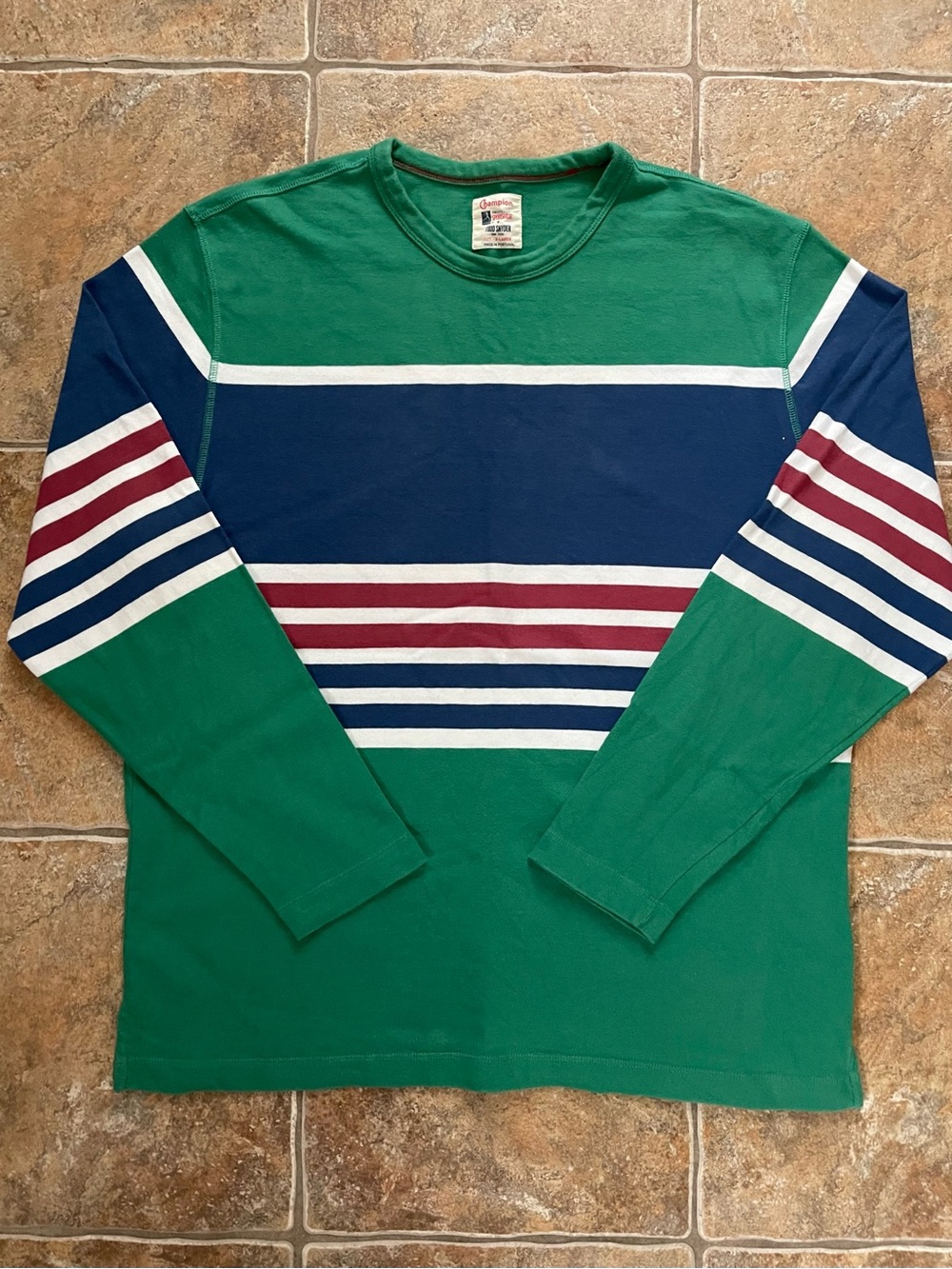 Todd Snyder x Champion Heavy Jersey Crew in Mechanical Stripe